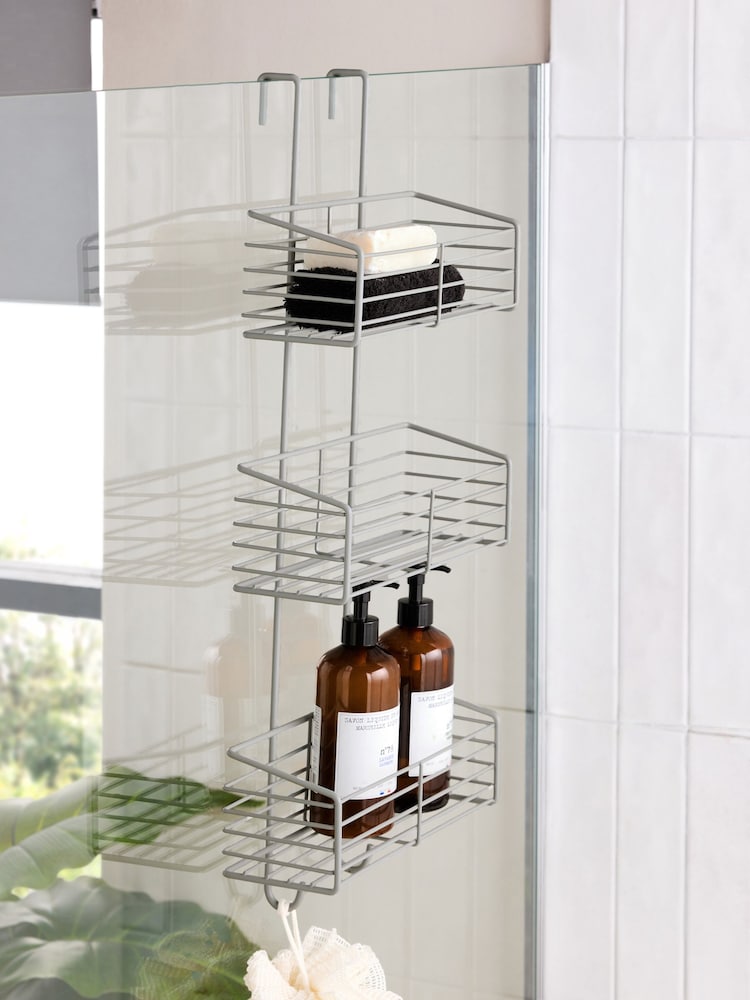 Grey Over Door Three Tier Shower Caddy - Image 1 of 4