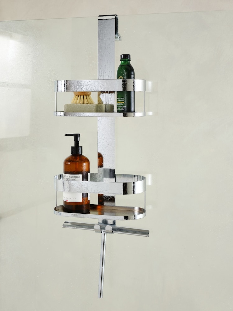 Chrome Shower Caddy with Wiper - Image 1 of 7 Chrome Shower Caddy with Wiper - Image 1 of 7