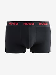 HUGO Red/Black Logo Waistband Cotton Boxers 3 Pack - Image 2 of 6
