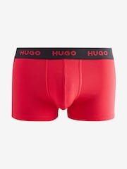 HUGO Red/Black Logo Waistband Cotton Boxers 3 Pack - Image 4 of 6