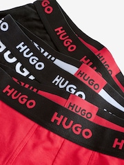 HUGO Red/Black Logo Waistband Cotton Boxers 3 Pack - Image 5 of 6