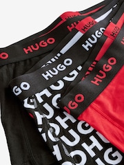 HUGO Red/Black Logo Waistband Cotton Boxers 3 Pack - Image 6 of 6