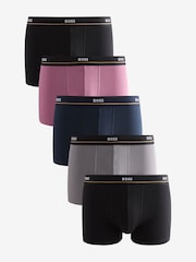 Серый/Темно-синий - BOSS Stretch Cotton Trunks 5 Pack - Image 1 of 6