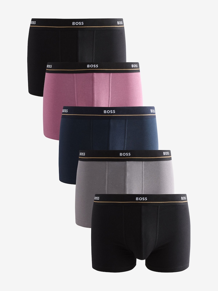 Серый/Темно-синий - BOSS Stretch Cotton Trunks 5 Pack - Image 1 of 6