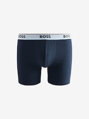 Синий - BOSS Stretch-Cotton Boxers 3 Pack - Image 10 of 10