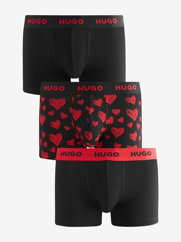 HUGO Natural Valentines Heart 3 Pack Boxers - Image 1 of 5 HUGO Natural Valentines Heart 3 Pack Boxers - Image 1 of 5