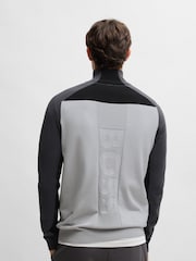BOSS Grey Hydro-X Colour Block Zip Neck Jumper - Image 2 of 5