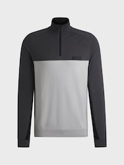 BOSS Grey Hydro-X Colour Block Zip Neck Jumper - Image 5 of 5