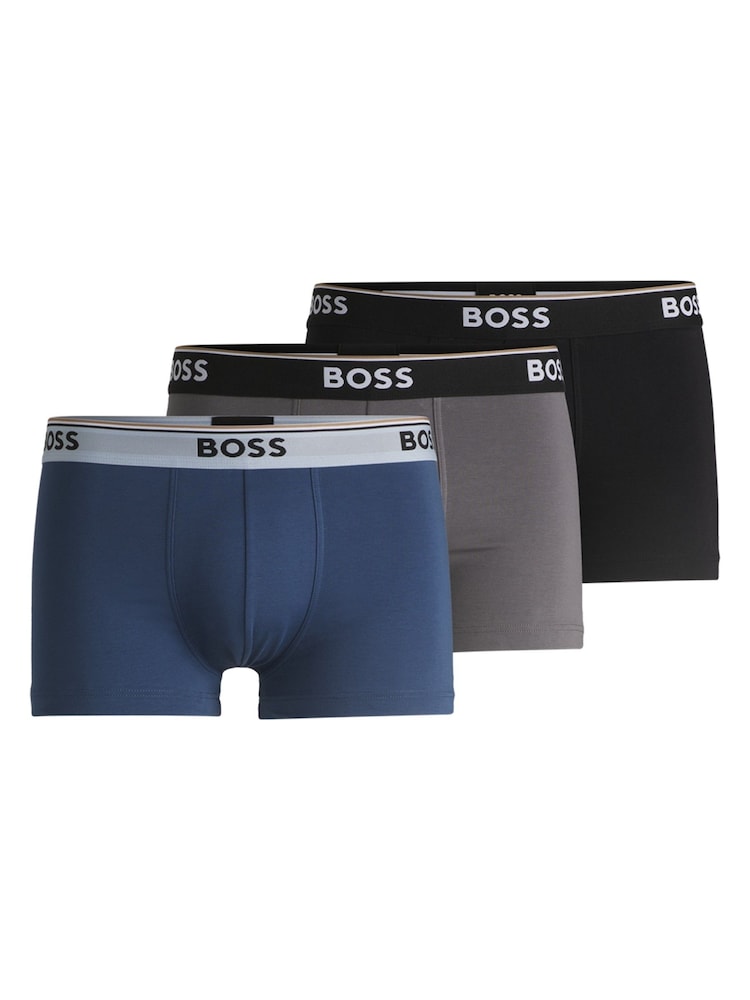 BOSS Blue/Black Stretch Cotton Trunks 3 Pack - Image 2 of 11