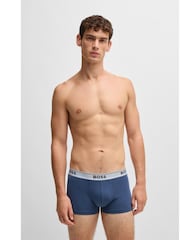 BOSS Blue/Black Stretch Cotton Trunks 3 Pack - Image 6 of 11