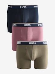 Розовый/Черный - BOSS Stretch-Cotton Boxers 3 Pack - Image 1 of 4