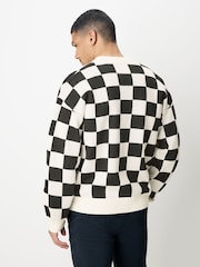 HUGO Natural Checked Pattern Oversized Fit Cardigan - Image 2 of 5
