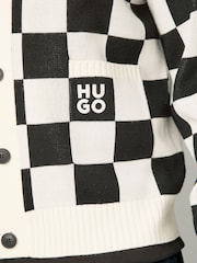 HUGO Natural Checked Pattern Oversized Fit Cardigan - Image 4 of 5