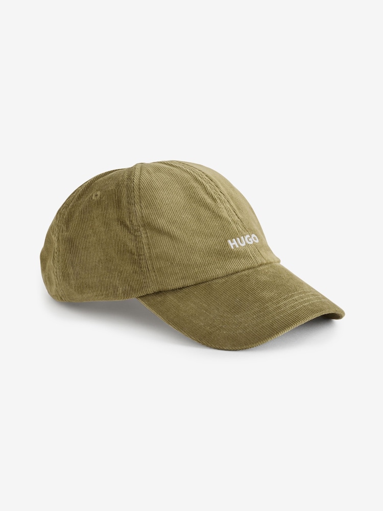 HUGO Green Embroidered Logo Cotton Corduroy Cap - Image 1 of 3