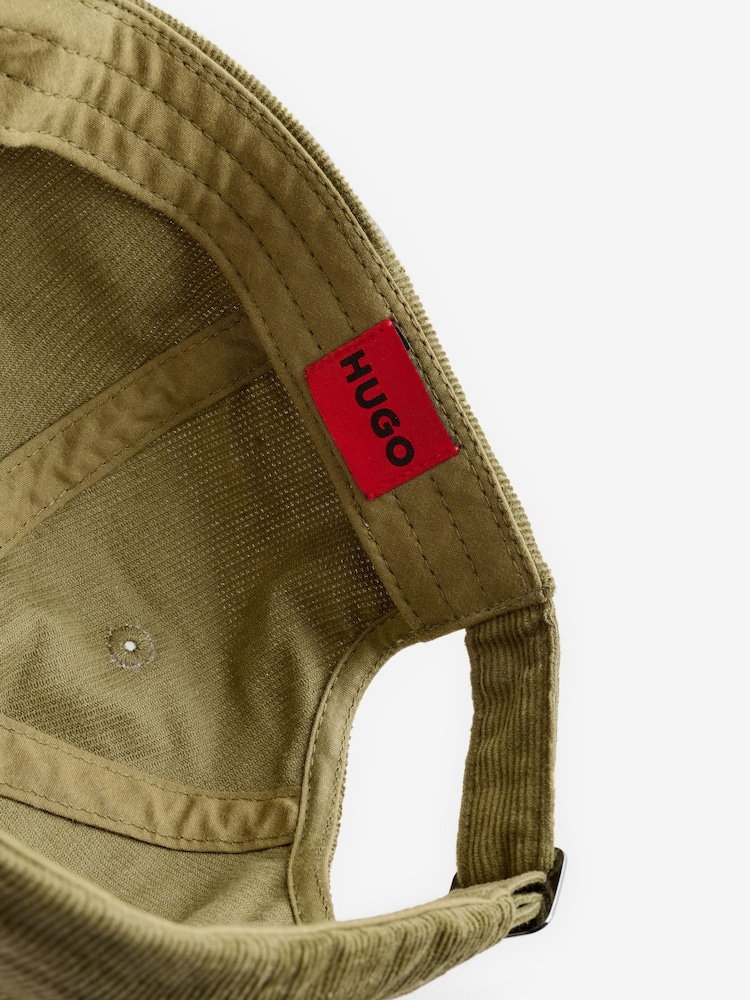 HUGO Green Embroidered Logo Cotton Corduroy Cap - Image 3 of 3