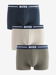 BOSS Beige Stretch Cotton 3-Pack Boxers - Image 1 of 4