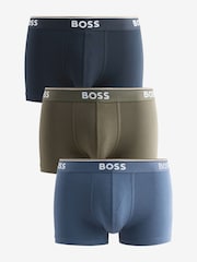 BOSS Grey/Navy Stretch Cotton Trunks 3 Pack - Image 1 of 4