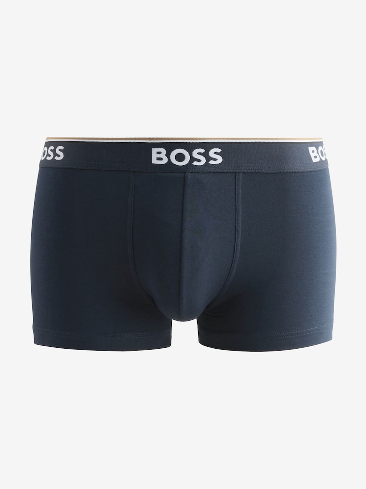 BOSS Grey/Navy Stretch Cotton Trunks 3 Pack - Image 4 of 4