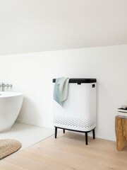 Brabantia White Bo Laundry Bin Hi with Plastic Lid - Image 1 of 6