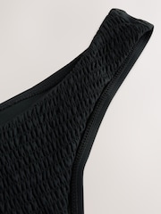 Black Shirred Brazilian High Leg White Bikini Bottoms - Image 6 of 7