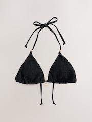 Black Shirred Triangle Bikini Top - Image 6 of 8