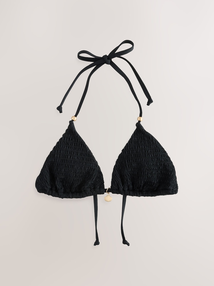 Black Shirred Triangle Bikini Top - Image 6 of 8