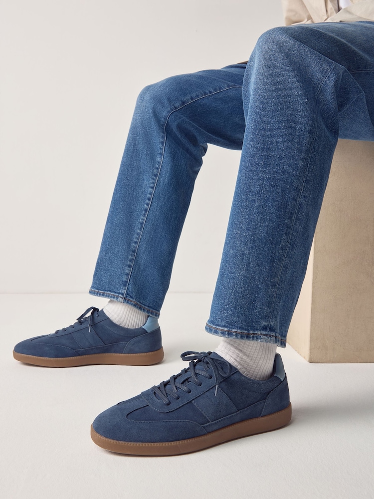 Navy Suede Smart Casual Trainers - Image 1 of 7