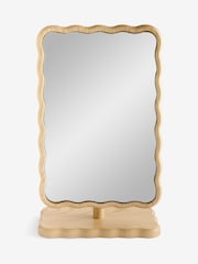 Natural Wooden Wavy Pine Dressing Table Mirror - Image 3 of 3