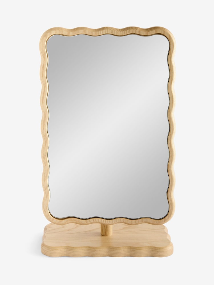 Natural Wooden Wavy Pine Dressing Table Mirror - Image 3 of 3