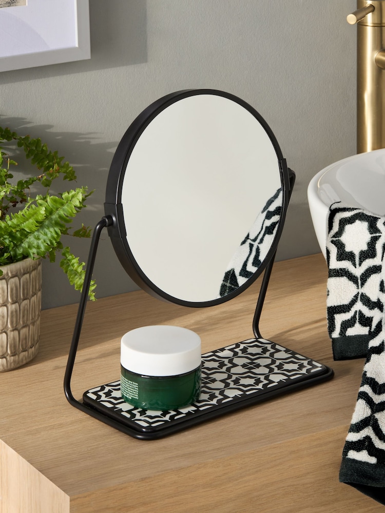 Monochrome Geo 5x Magnification Dressing Table Mirror - Image 1 of 2