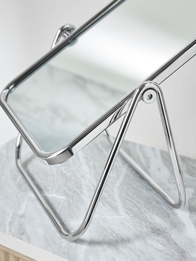 Silver Chrome Rectangular Dressing Table Vanity Mirror - Image 2 of 3