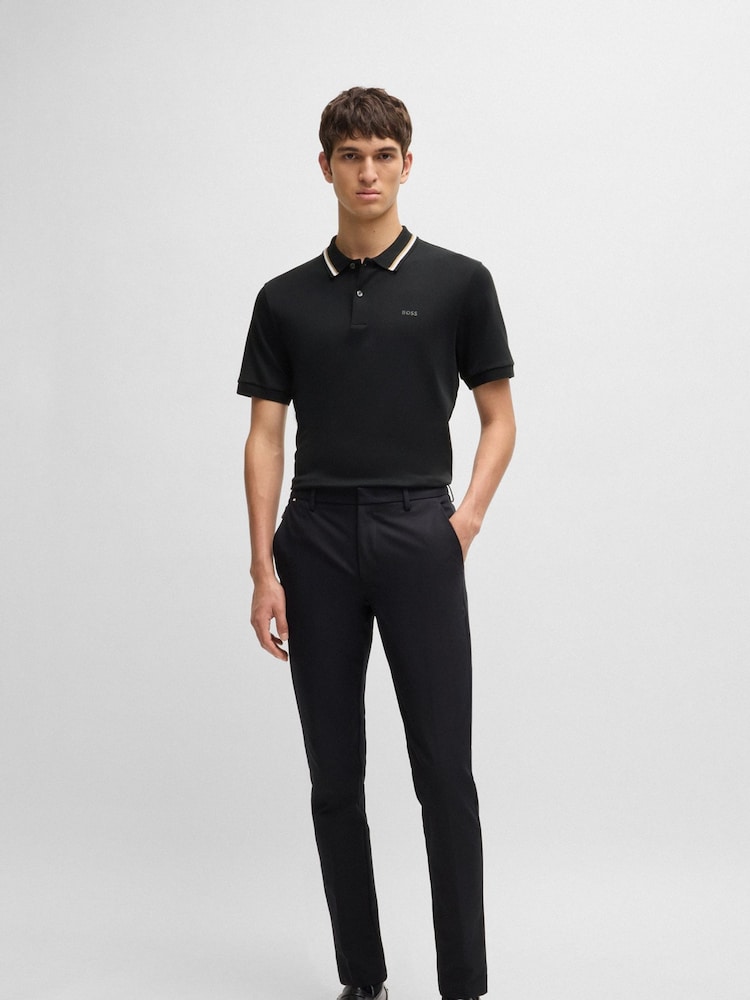 BOSS Black Penrose Slim Fit Striped Collar Polo Shirt - Image 2 of 5