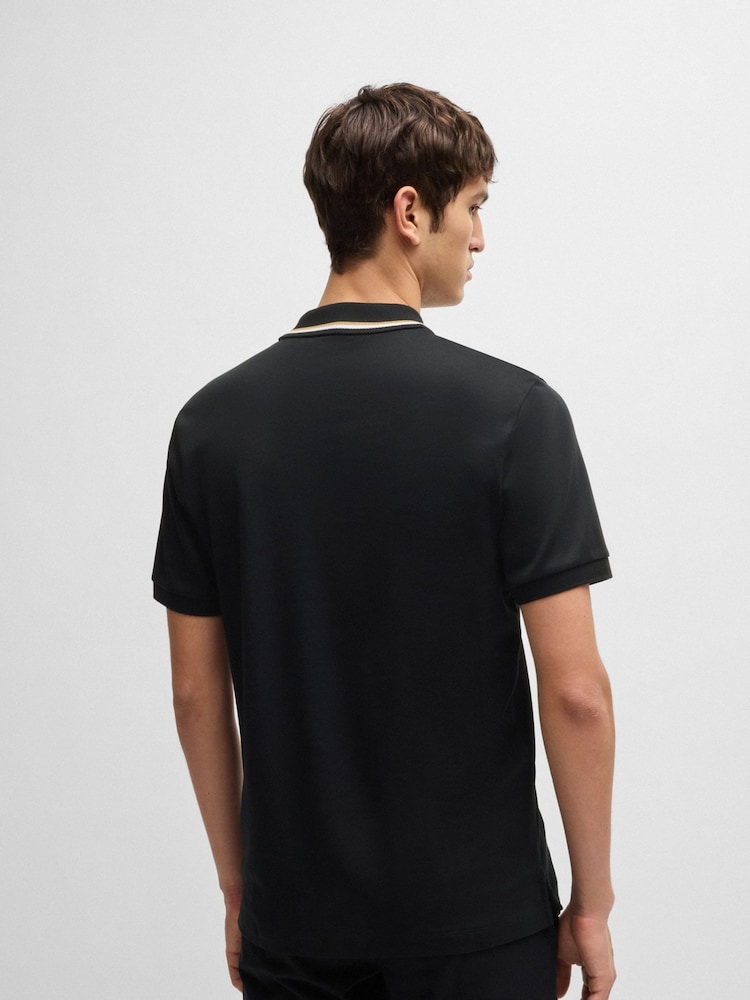 BOSS Black Penrose Slim Fit Striped Collar Polo Shirt - Image 3 of 5