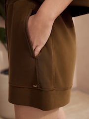 Khaki Green Modal Blend Lounge Shorts - Image 5 of 8