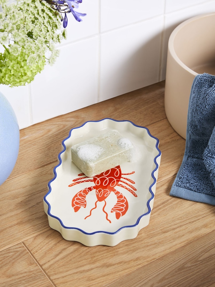 White Red Lobster Print Storage Tray - Image 1 of 5