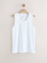White/Grey/Navy/Blue Regular Fit 100% Cotton Vests 4 Pack - Image 10 of 14