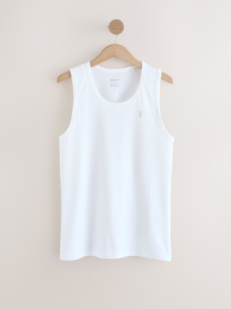 Blanc/Gris/Marine/Bleu - Lot de 4 gilets en 100% coton coupe régulière - Image 10 of 14