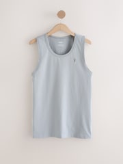 White/Grey/Navy/Blue Regular Fit 100% Cotton Vests 4 Pack - Image 11 of 14