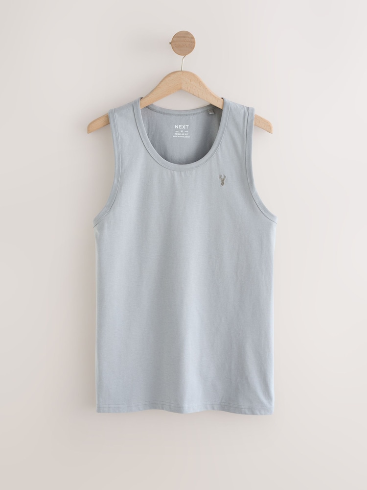 Blanc/Gris/Marine/Bleu - Lot de 4 gilets en 100% coton coupe régulière - Image 11 of 14