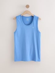 White/Grey/Navy/Blue Regular Fit 100% Cotton Vests 4 Pack - Image 12 of 14