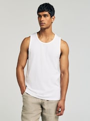 White/Grey/Navy/Blue Regular Fit 100% Cotton Vests 4 Pack - Image 2 of 14