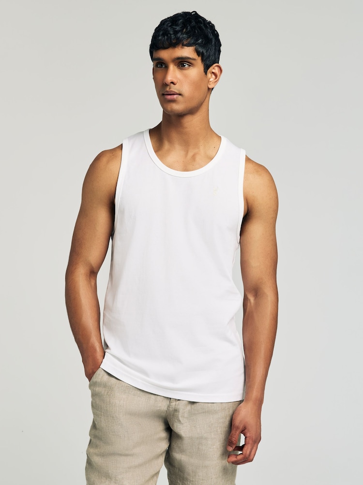 White/Grey/Navy/Blue Regular Fit 100% Cotton Vests 4 Pack - Image 2 of 14