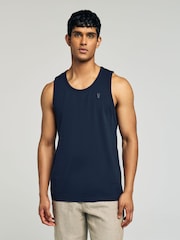 White/Grey/Navy/Blue Regular Fit 100% Cotton Vests 4 Pack - Image 8 of 14