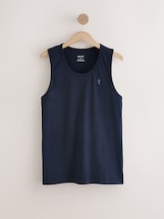 White/Grey/Navy/Blue Regular Fit 100% Cotton Vests 4 Pack - Image 9 of 14