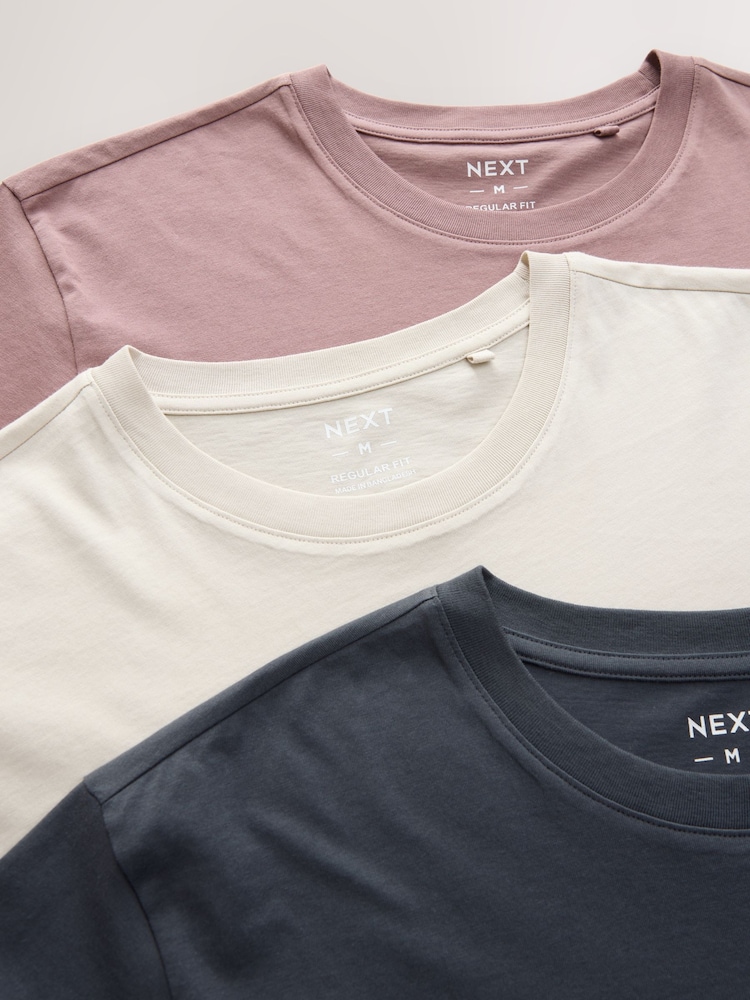 Gris/Rose/Écru/Vert - Ajustement régulier - T-shirt en coton 100% 4 Paquet - Image 8 of 10