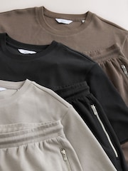 Black/Light Grey/Neutral Stone - 100% Cotton Co-ord T-Shirts And Shorts Set 3 Pack - Bild 13 von 13