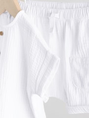 White Cheesecloth Baby 100% Cotton Top and Shorts Set (0mths-2yrs) - Image 7 of 11