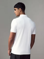 BOSS White Passertip Logo Patch Slim Fit Pique Polo Shirt - Image 2 of 4