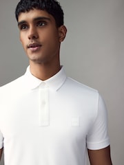 BOSS White Passertip Logo Patch Slim Fit Pique Polo Shirt - Image 3 of 4