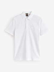BOSS White Passertip Logo Patch Slim Fit Pique Polo Shirt - Image 4 of 4